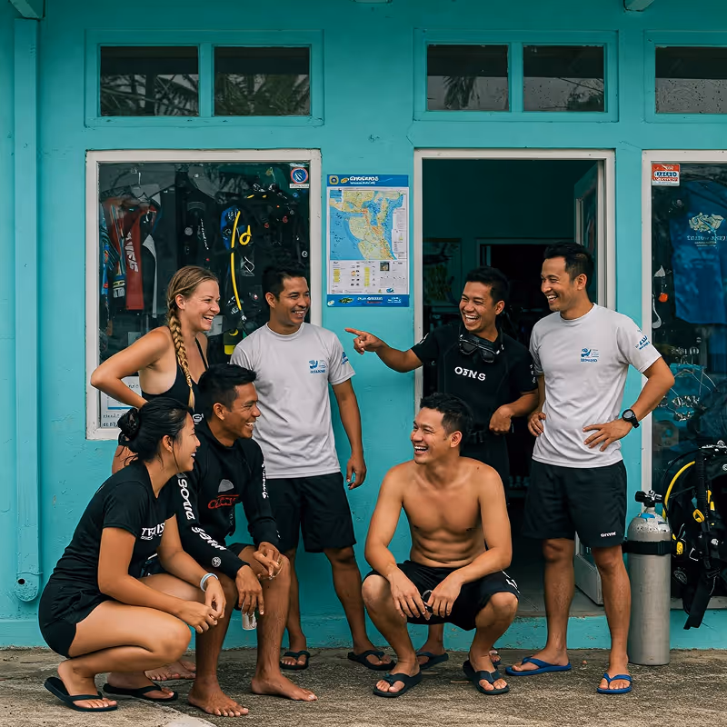 A dive center full of happy customers