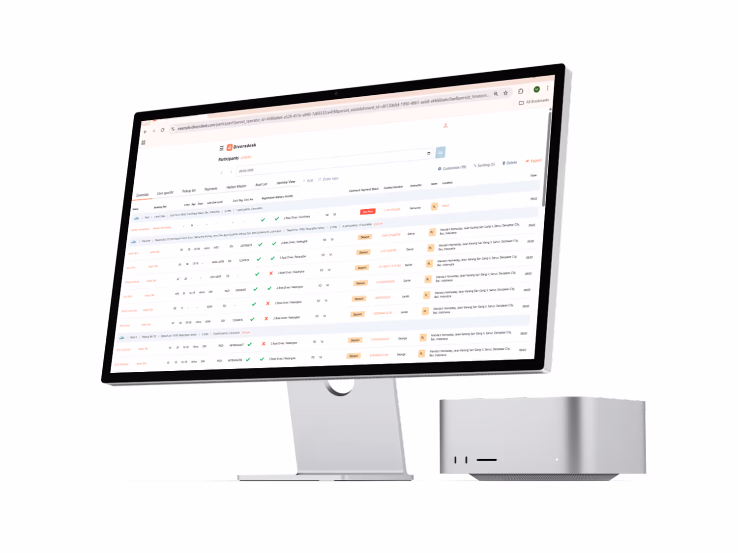 Dive center team reviewing schedule on Diversdesk screen