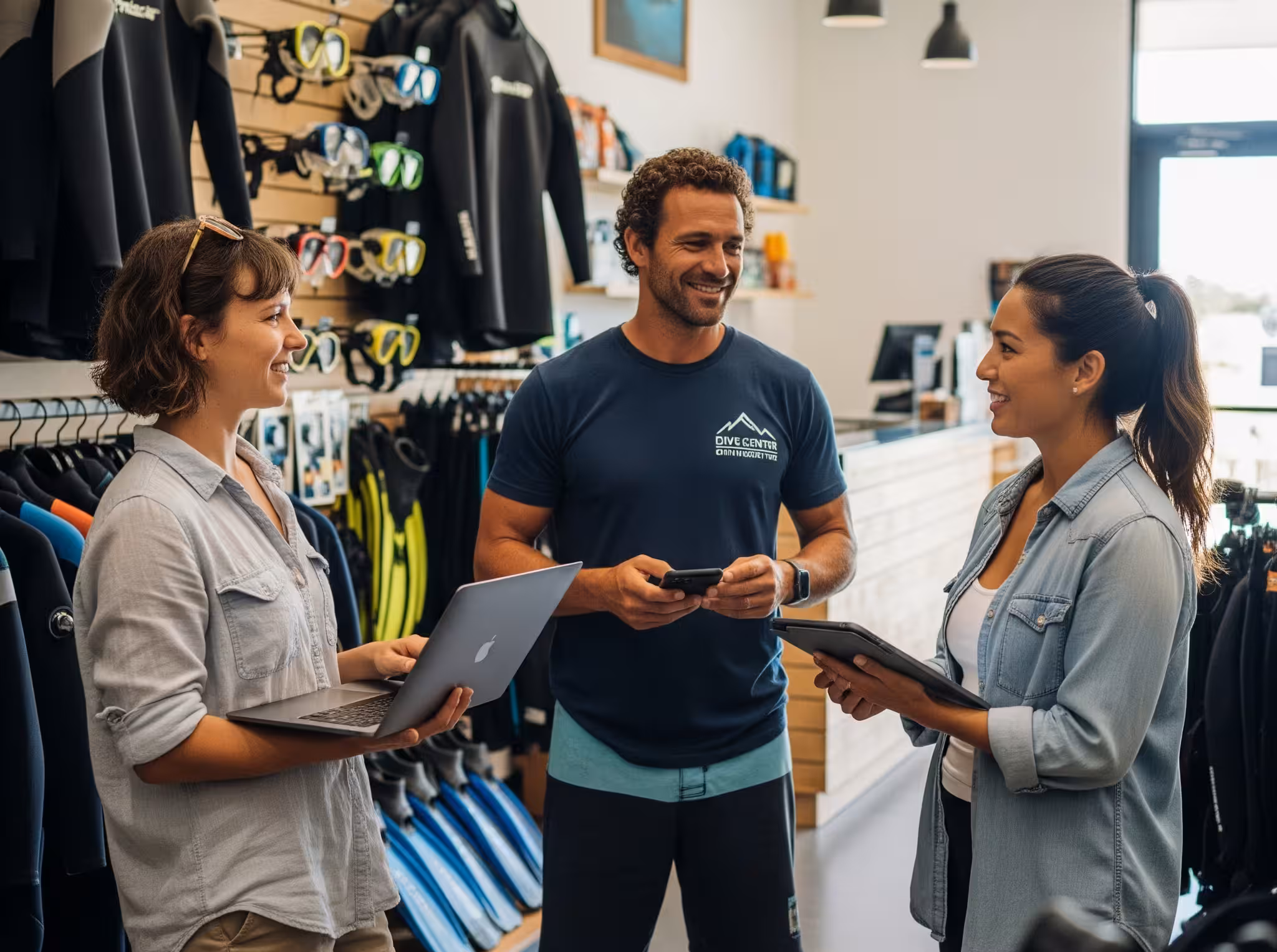 Dive centre team using Diversdesk on multiple devices